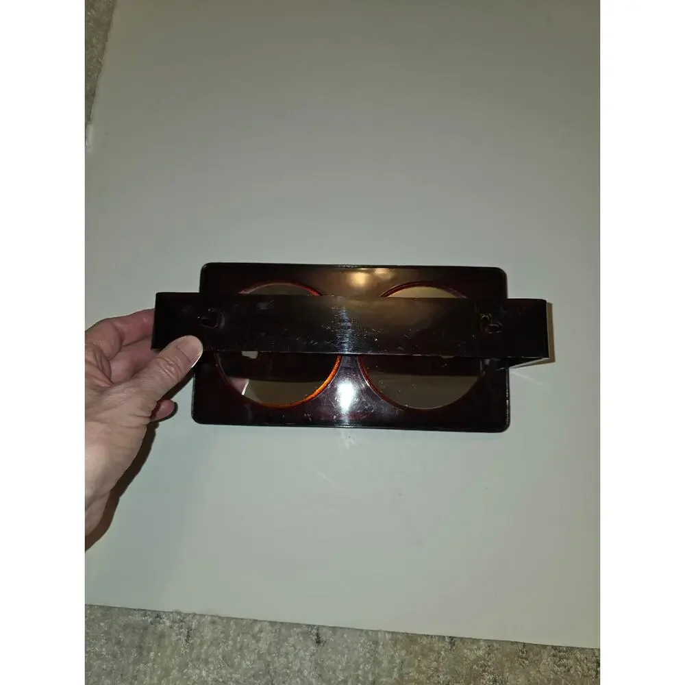 Vitg Lucite Vanity Mirror Double Sided Magnification Reddish Brown Wall-Mounted